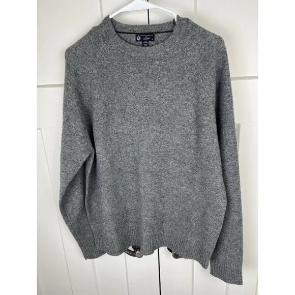J. Crew Men's 100% Lambs Wool Crewneck Charcoal Grey Pullover Sweater Sz Lg - Picture 1 of 4